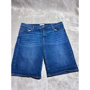 Loft Bermuda Jean Shorts Women Size 32 Dark Wash Denim